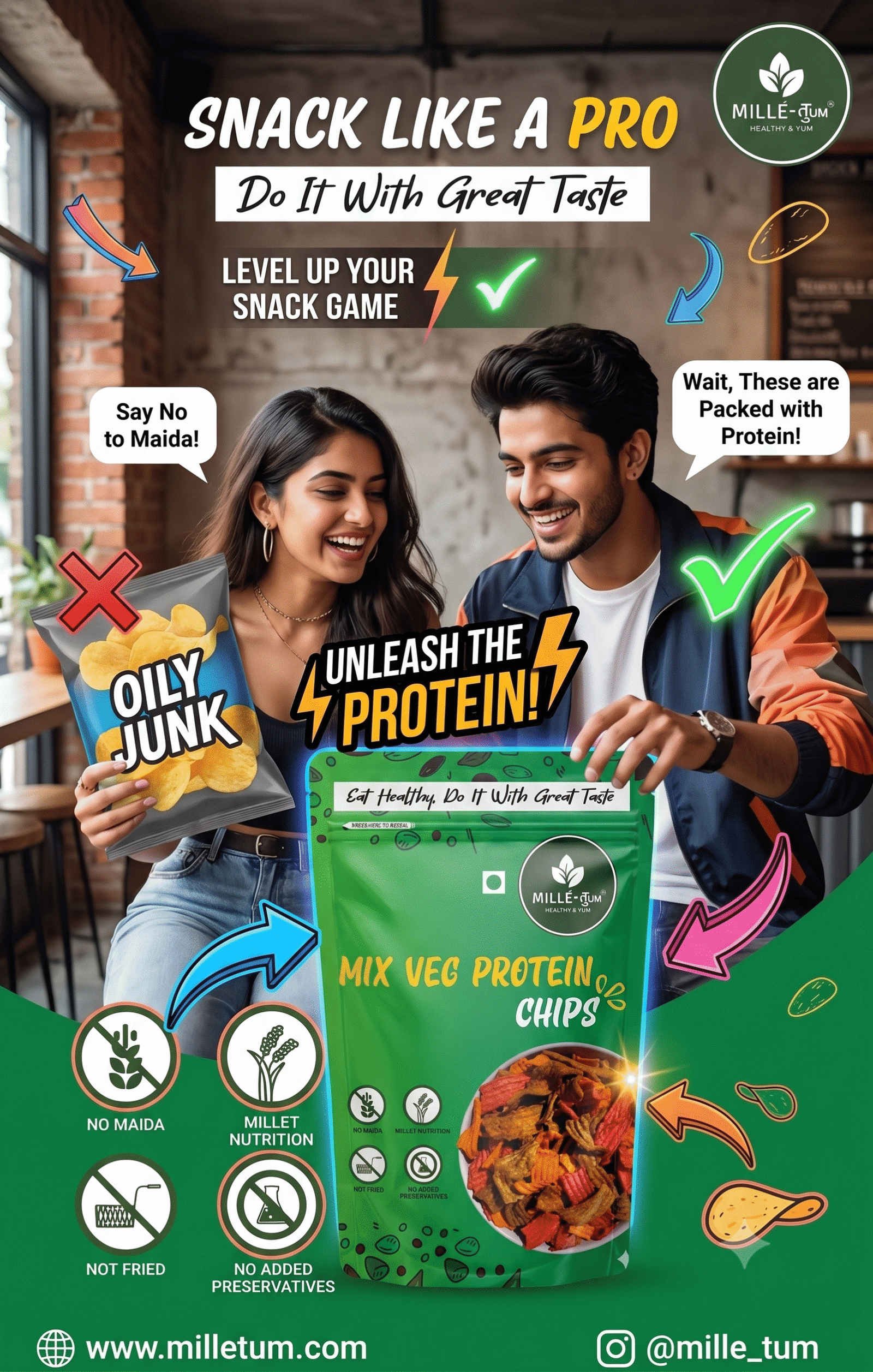 Mille-Tum Healthy Mix Veg Protein Chips