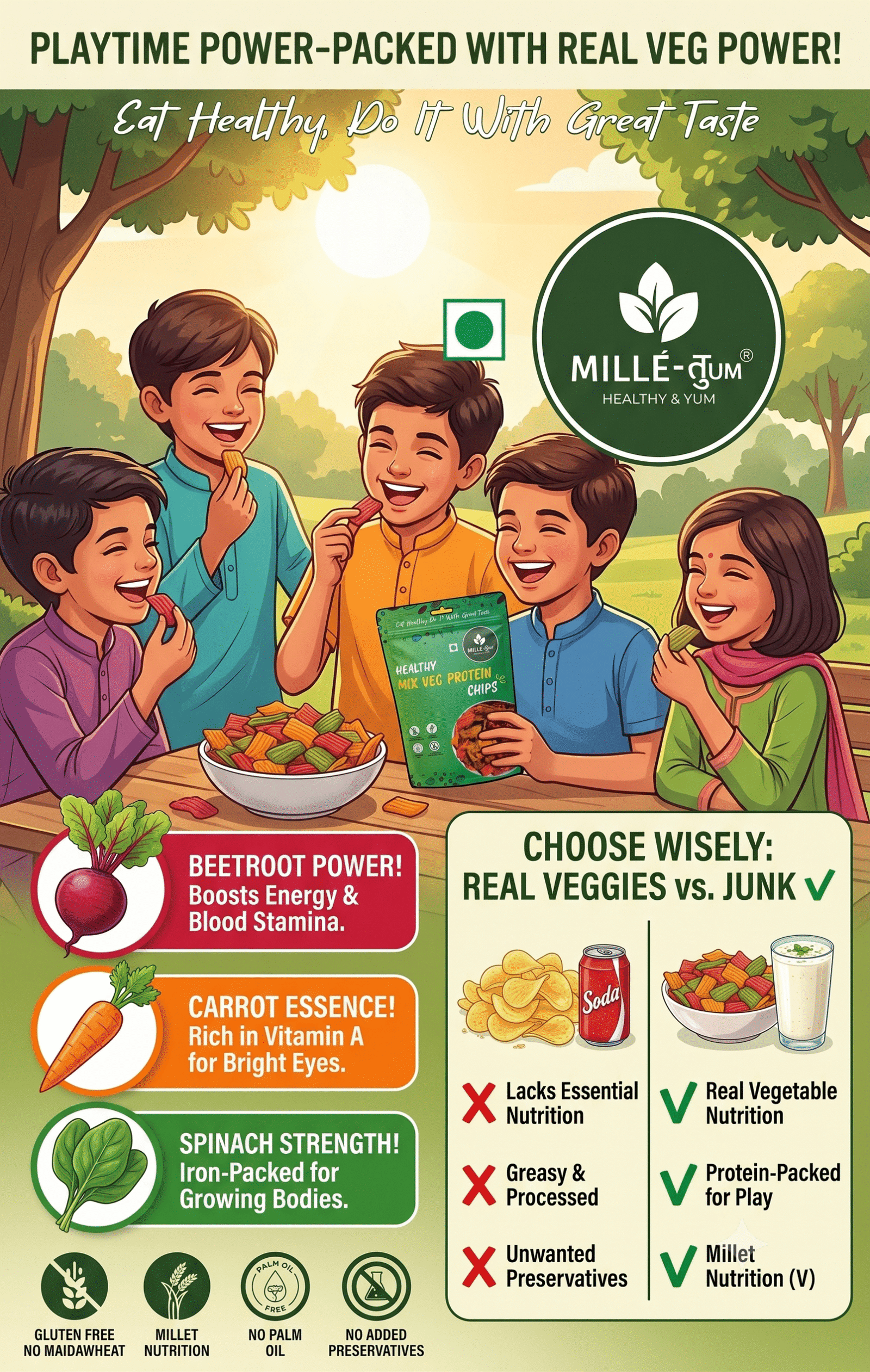 Mille-Tum Healthy Mix Veg Protein Chips